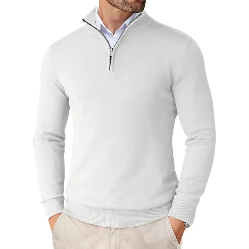 Men Sweater | Half-Zip Collar with Regular Fit Long Sleeves