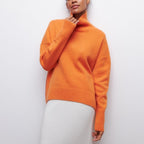 Women Sweater | Oversized Ribbed Turtleneck Knit Pull-On Fit