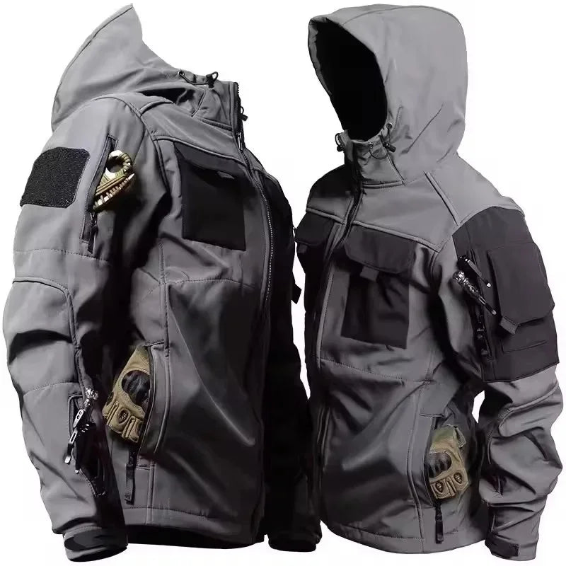 Men Jacket | Full Zip Hooded Softshell with Side Pockets