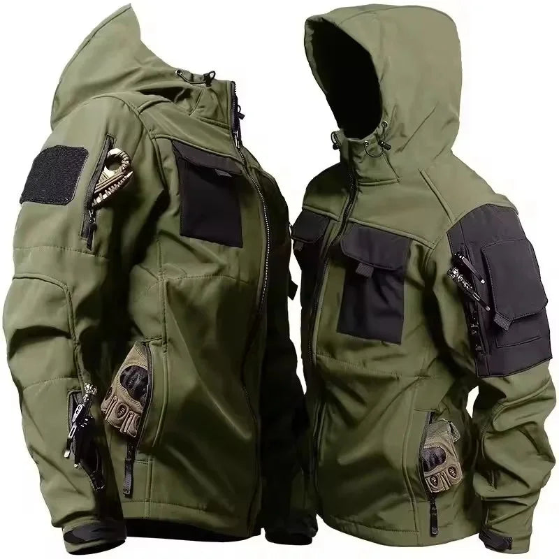 Men Jacket | Full Zip Hooded Softshell with Side Pockets