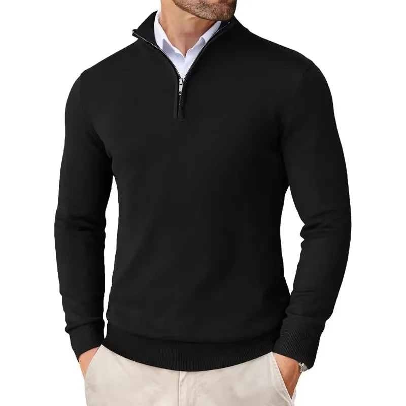 Men Sweater | Half-Zip Collar with Regular Fit Long Sleeves