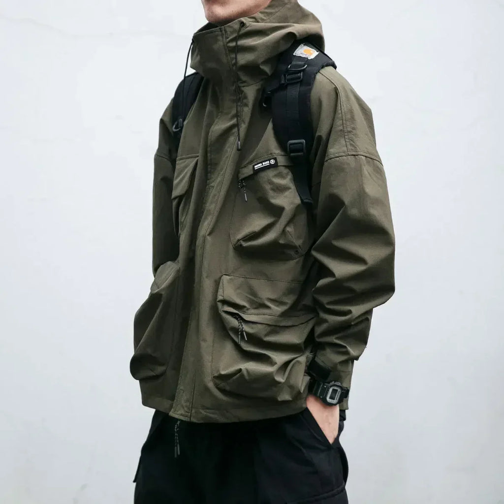 Men Windbreaker | Oversized Fit with Cargo Pockets and Hood