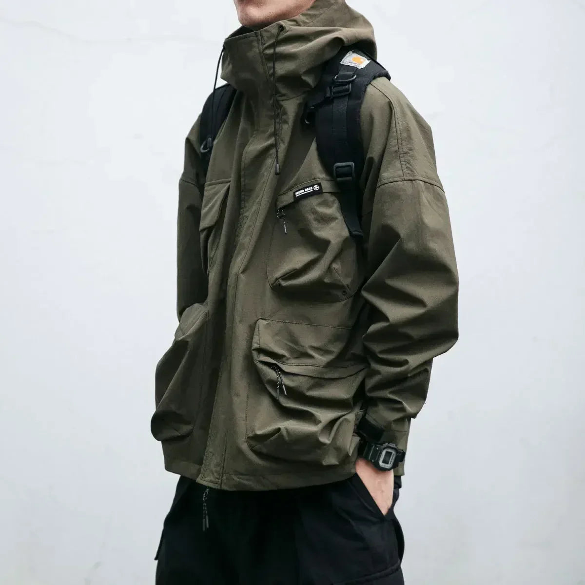 Men Windbreaker | Oversized Fit with Cargo Pockets and Hood