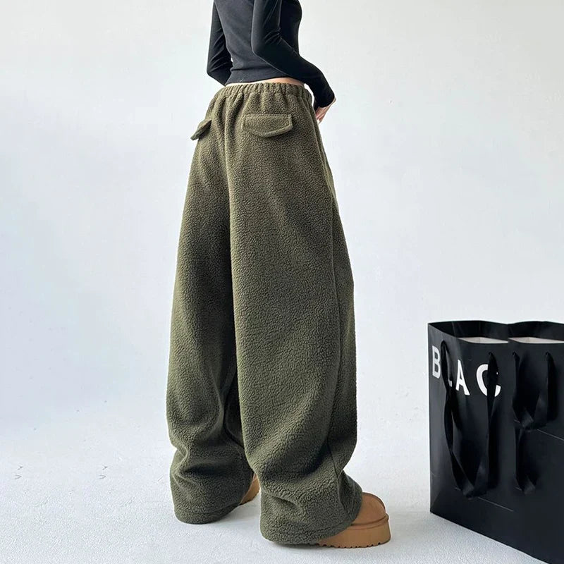 Women Trousers | Wide Leg Oversized Fit with Drawstring Waist