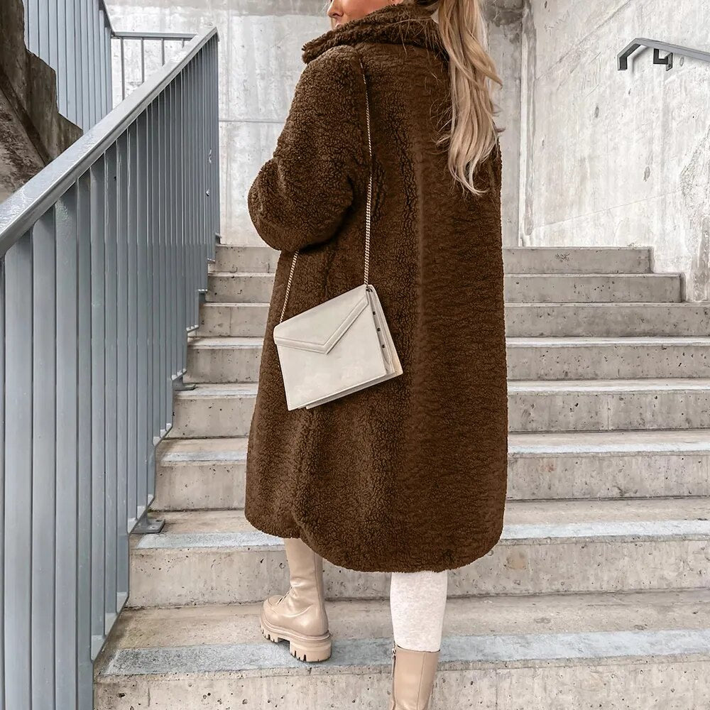 Women Coat | Oversized Fit with Button-Front and Lapel Collar