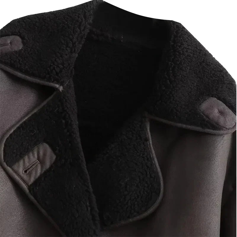 Women Jacket | Wide Collar Tailored Fit for Transitional Wear