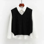 Women Sweater | Cable Knit V-Neck Loose Fit for Layering