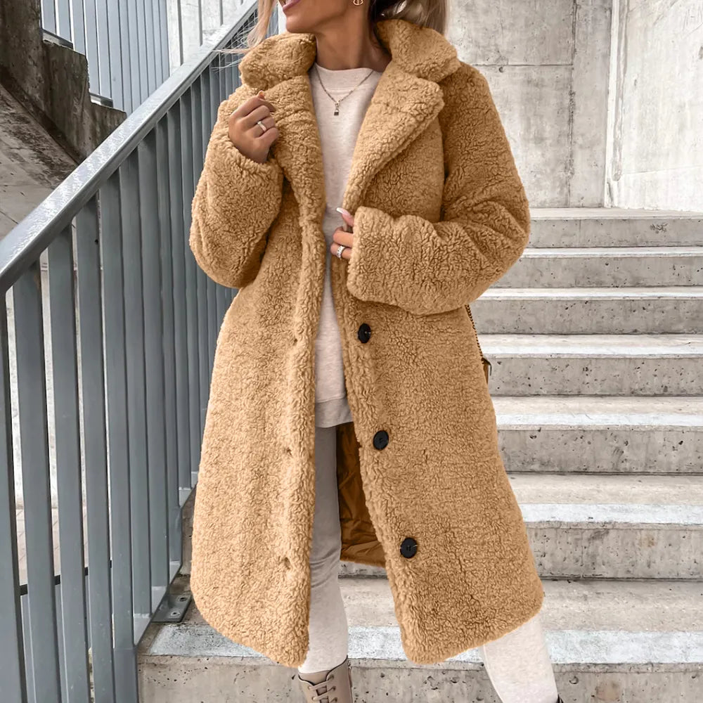 Women Coat | Oversized Fit with Button-Front and Lapel Collar