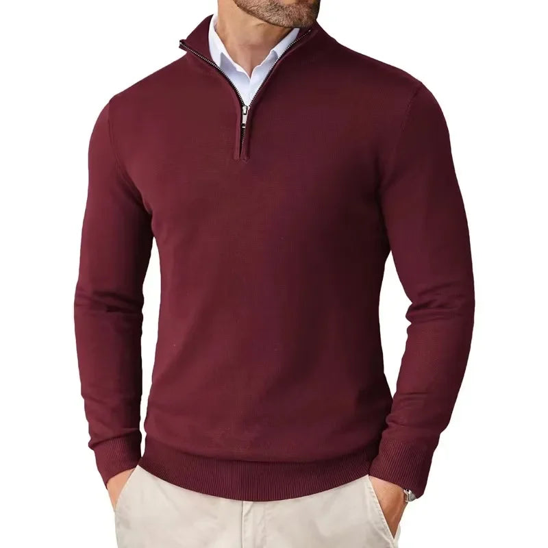 Men Sweater | Half-Zip Collar with Regular Fit Long Sleeves