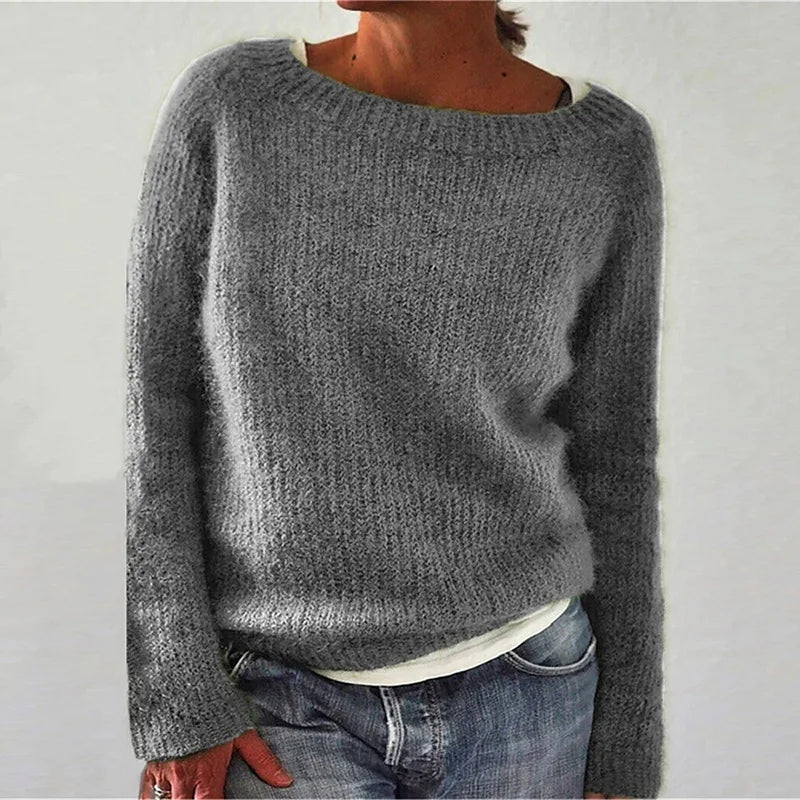 Women Sweater | Round Neck Long Sleeve Textured Regular Fit