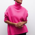 Women Sweater | Oversized Ribbed Turtleneck Knit Pull-On Fit