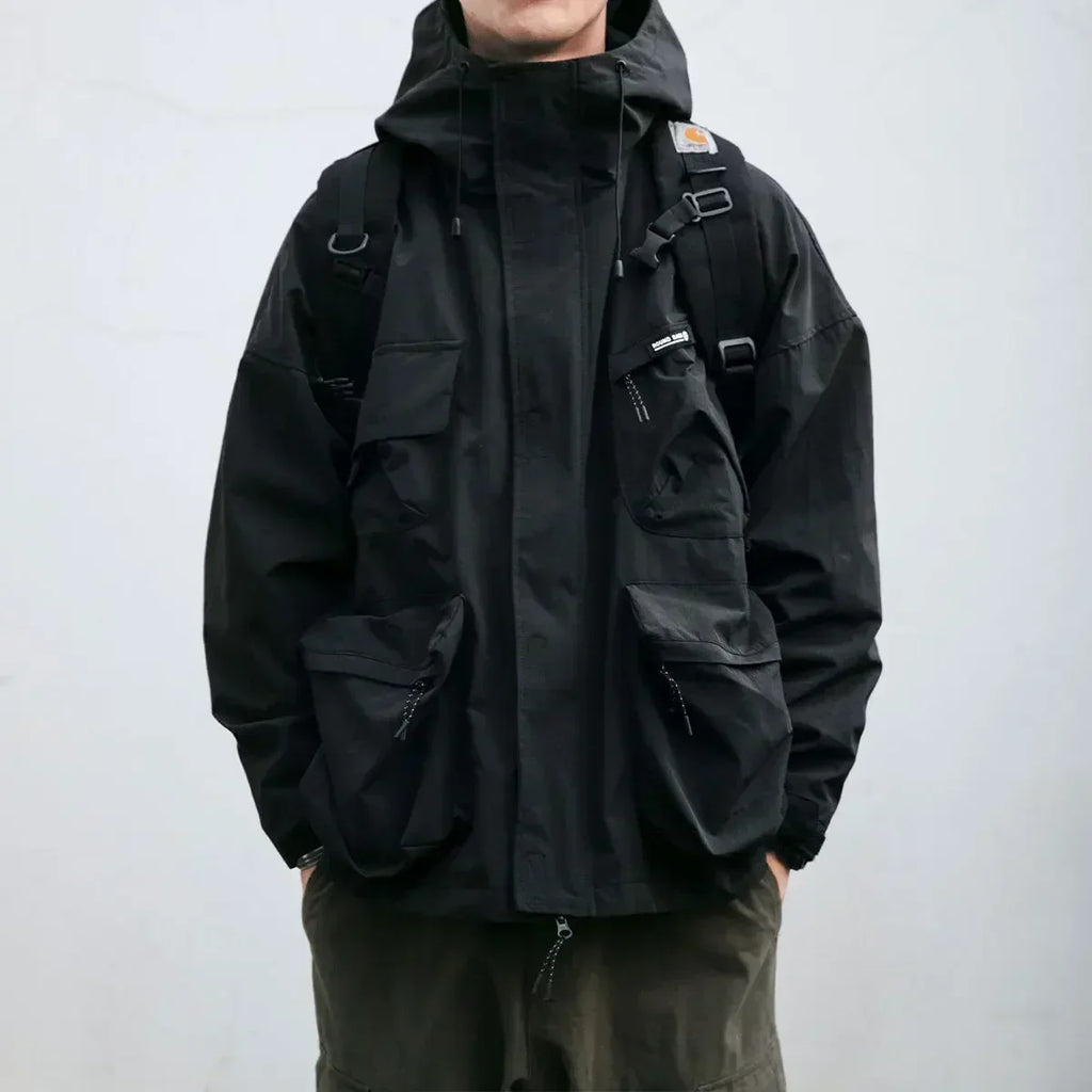Men Windbreaker | Oversized Fit with Cargo Pockets and Hood