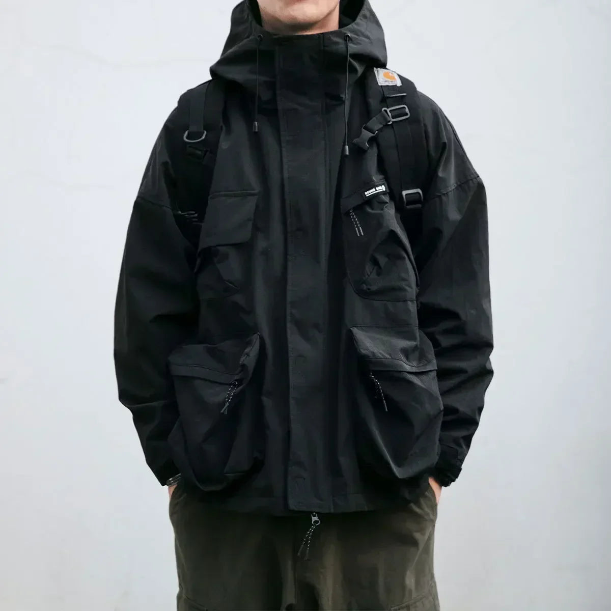 Men Windbreaker | Oversized Fit with Cargo Pockets and Hood