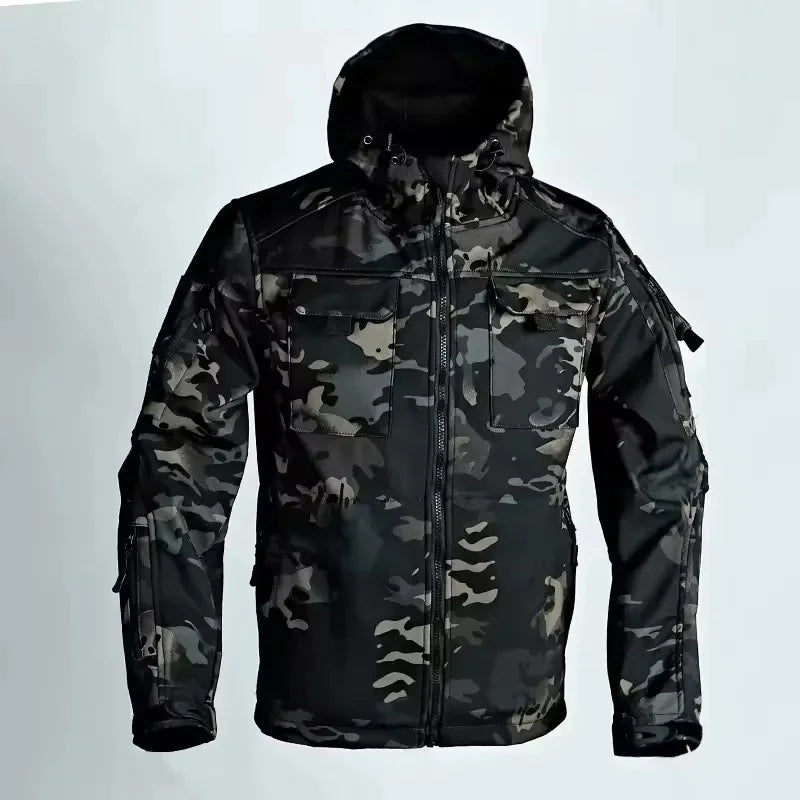 Men Jacket | Full Zip Hooded Softshell with Side Pockets