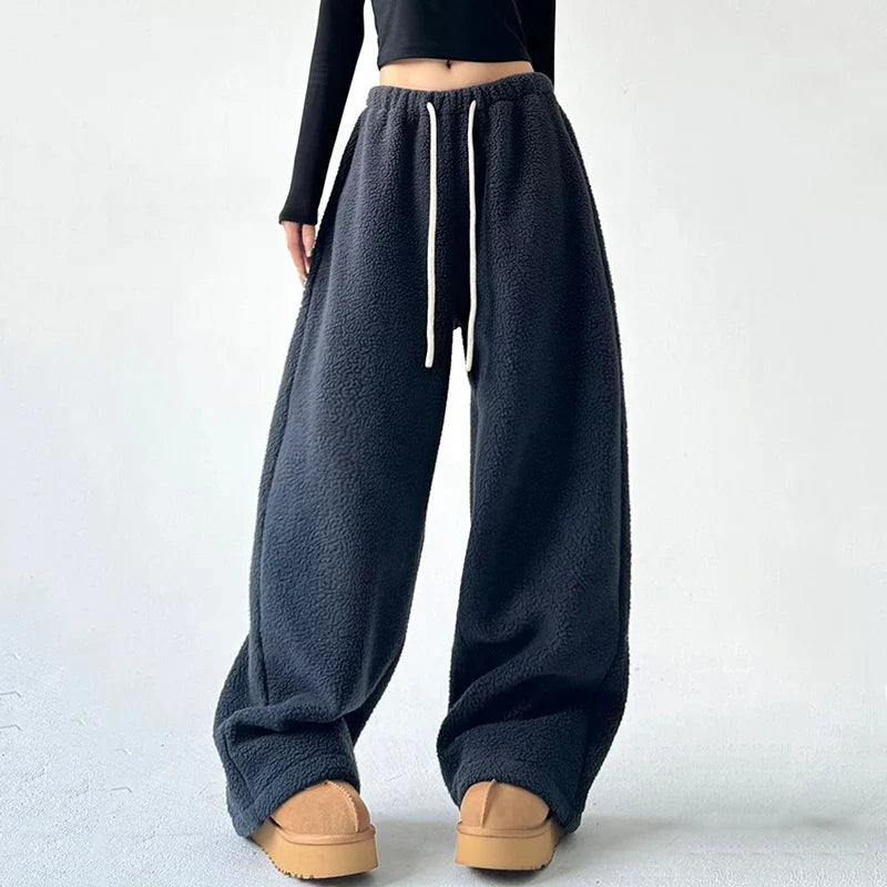 Women Trousers | Wide Leg Oversized Fit with Drawstring Waist