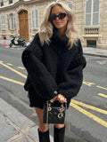 Women Sweater | Loose Fit with Wide Knitted Collar Design