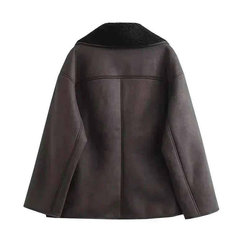 Women Jacket | Wide Collar Tailored Fit for Transitional Wear