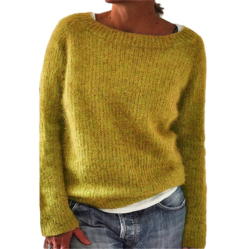 Women Sweater | Round Neck Long Sleeve Textured Regular Fit