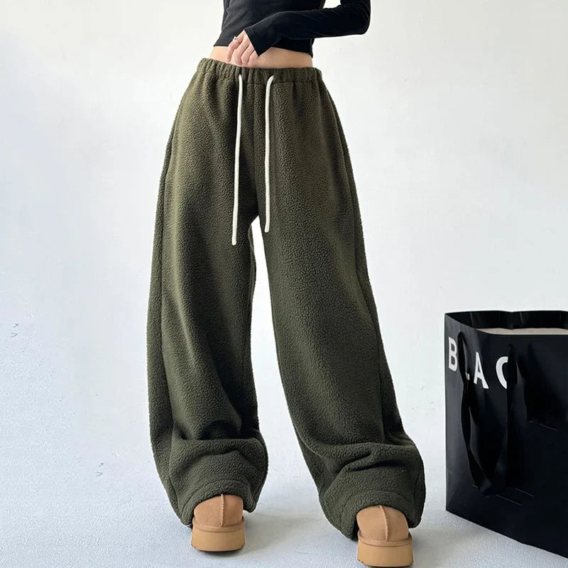 Women Trousers | Wide Leg Oversized Fit with Drawstring Waist