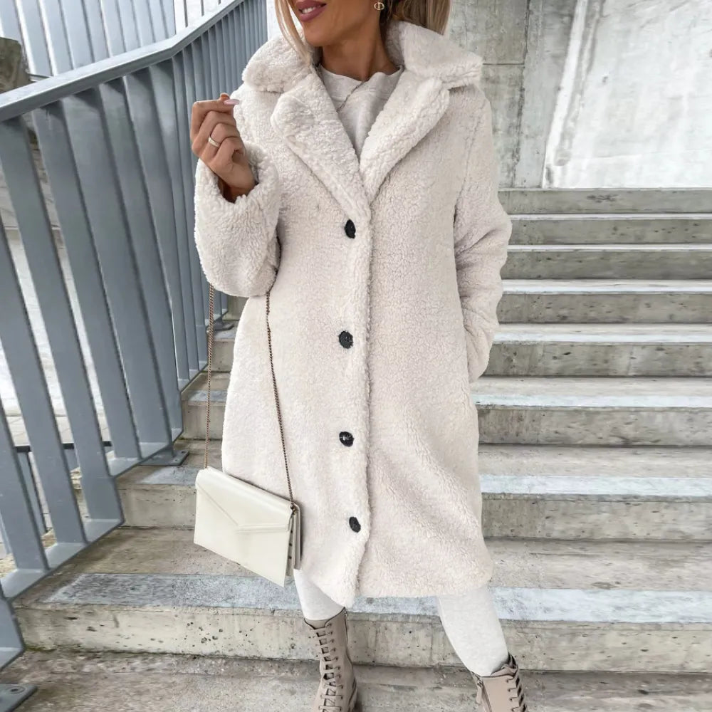 Women Coat | Oversized Fit with Button-Front and Lapel Collar