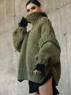 Women Sweater | Loose Fit with Wide Knitted Collar Design
