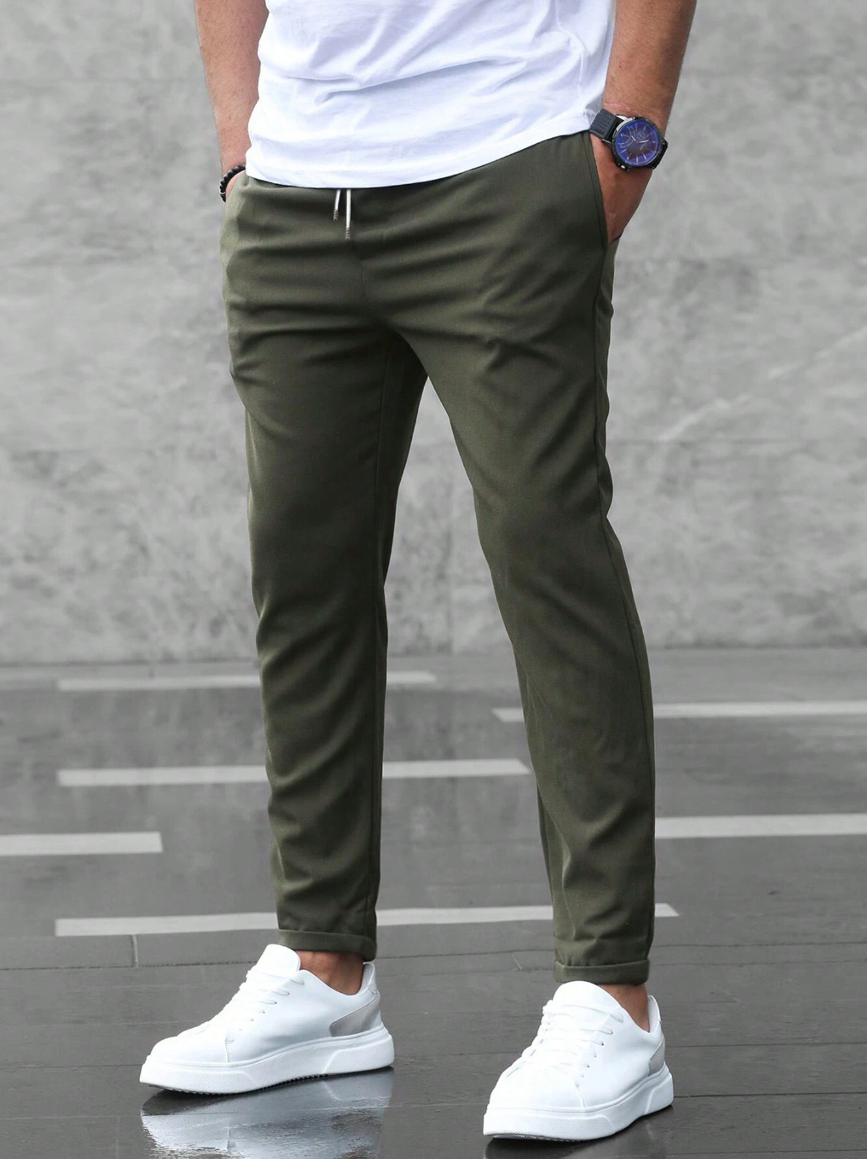 Men Joggers | Slim Fit with Drawstring Waist and Cuffed Ankles