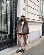 Women Jacket | Wide Collar Tailored Fit for Transitional Wear