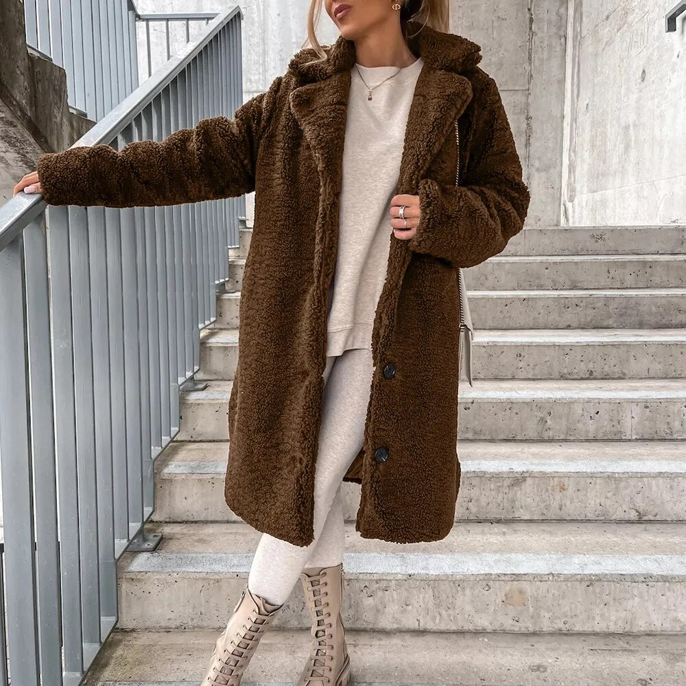 Women Coat | Oversized Fit with Button-Front and Lapel Collar