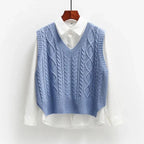 Women Sweater | Cable Knit V-Neck Loose Fit for Layering