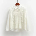 Women Sweater | Cable Knit V-Neck Loose Fit for Layering