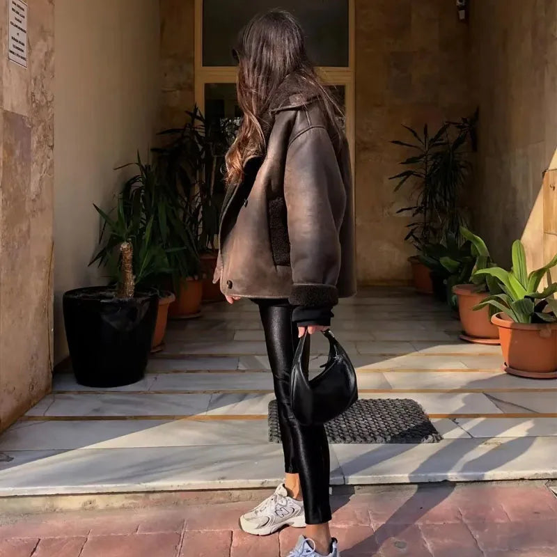 Women Jacket | Wide Collar Tailored Fit for Transitional Wear
