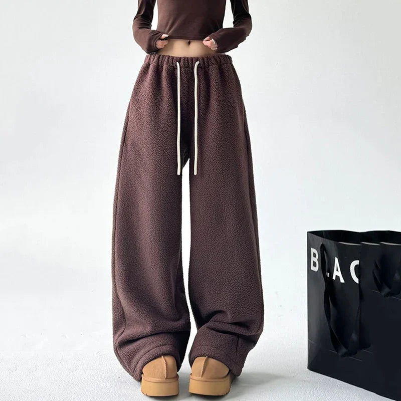 Women Trousers | Wide Leg Oversized Fit with Drawstring Waist