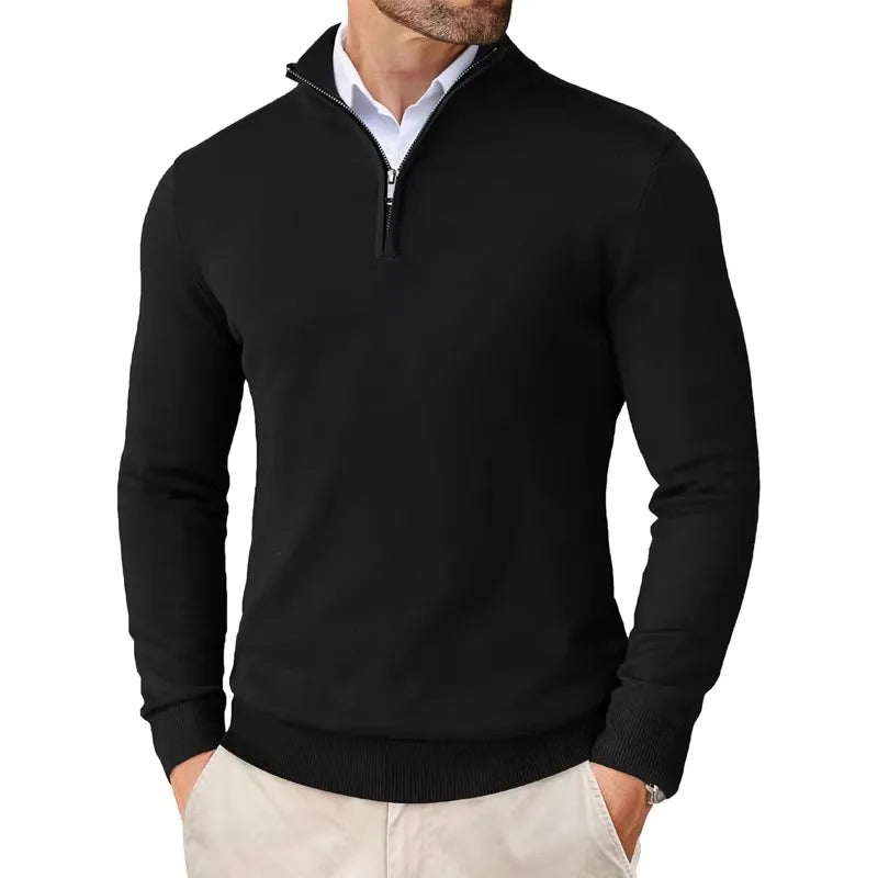 Men Sweater | Half-Zip Collar with Regular Fit Long Sleeves