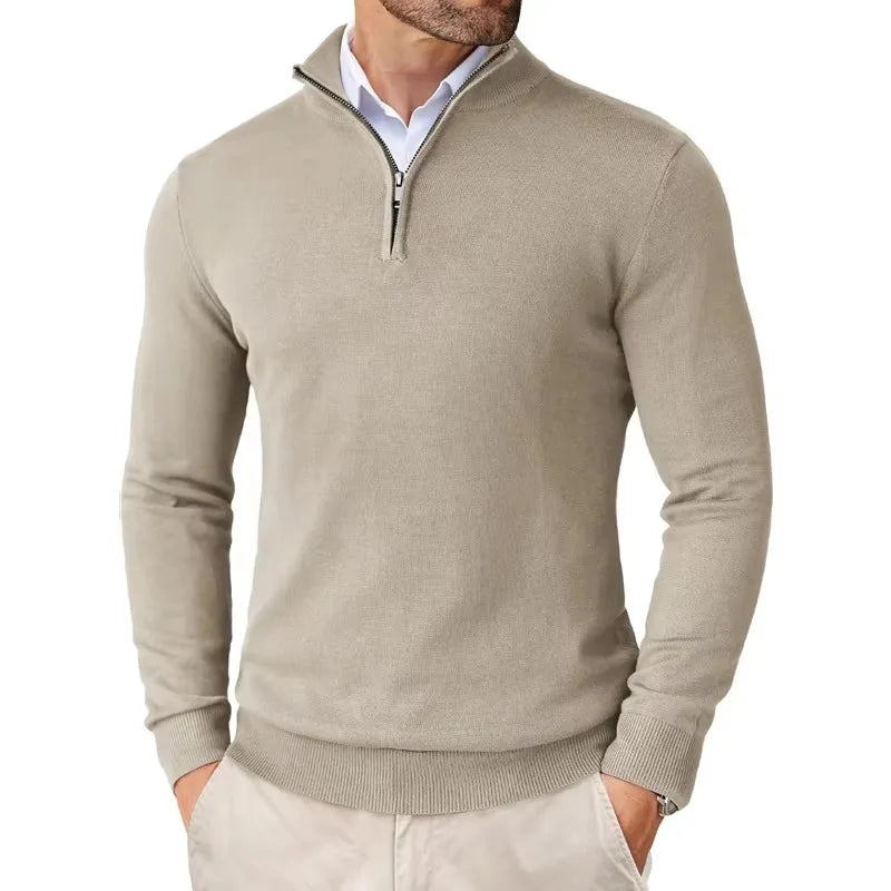 Men Sweater | Half-Zip Collar with Regular Fit Long Sleeves