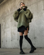 Women Sweater | Loose Fit with Wide Knitted Collar Design