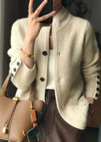 Women Cardigan | Relaxed Fit with Patch Pockets and Button Front