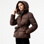 Women Coat | Quilted Belted Design with Attached Hood