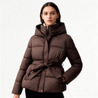 Women Coat | Quilted Belted Design with Attached Hood