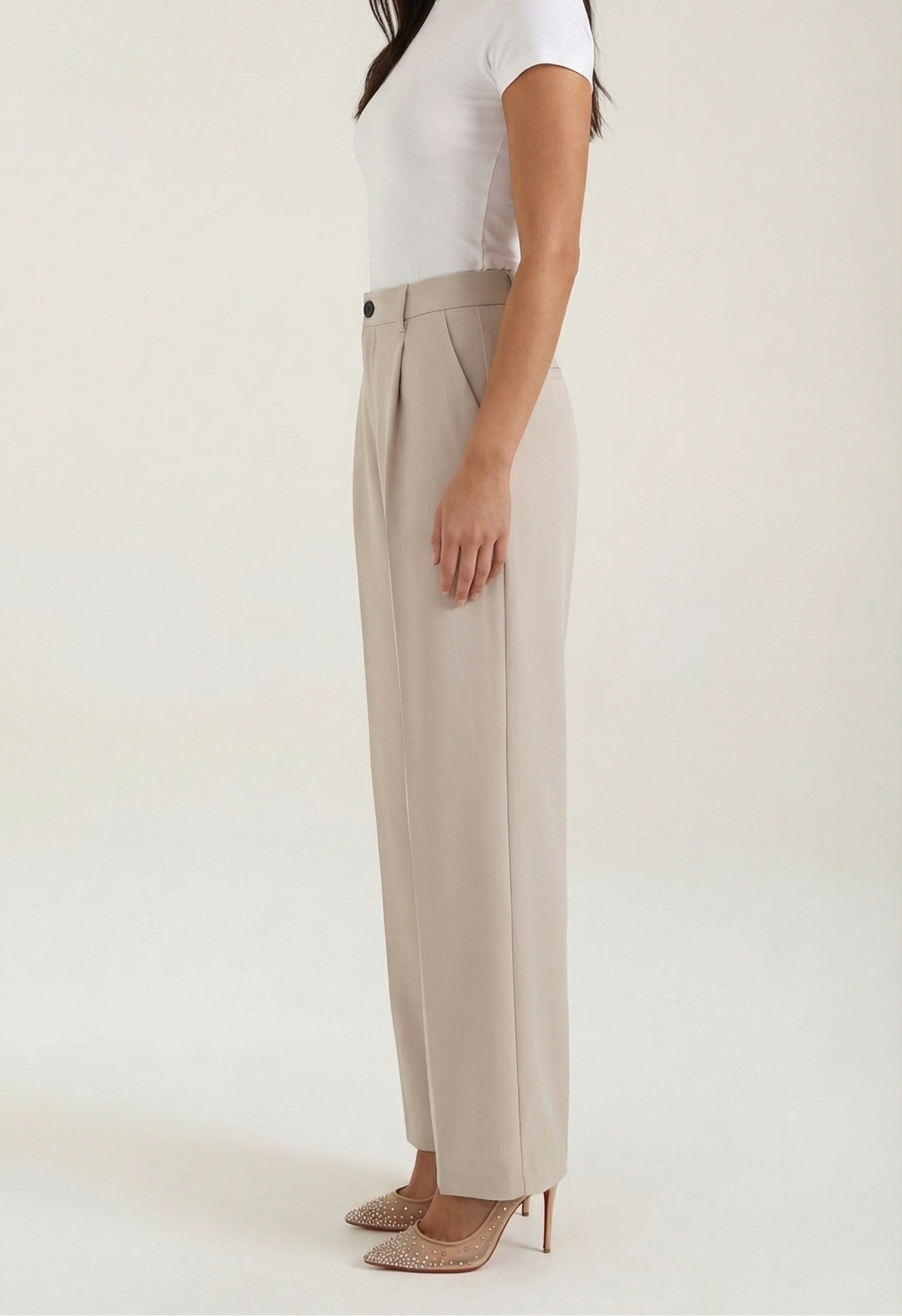 Trousers Women High Waisted Wide Leg Pleated Full Length