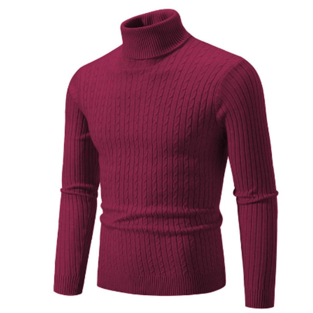 Men Sweater | Ribbed Knit Turtleneck with Long Sleeves
