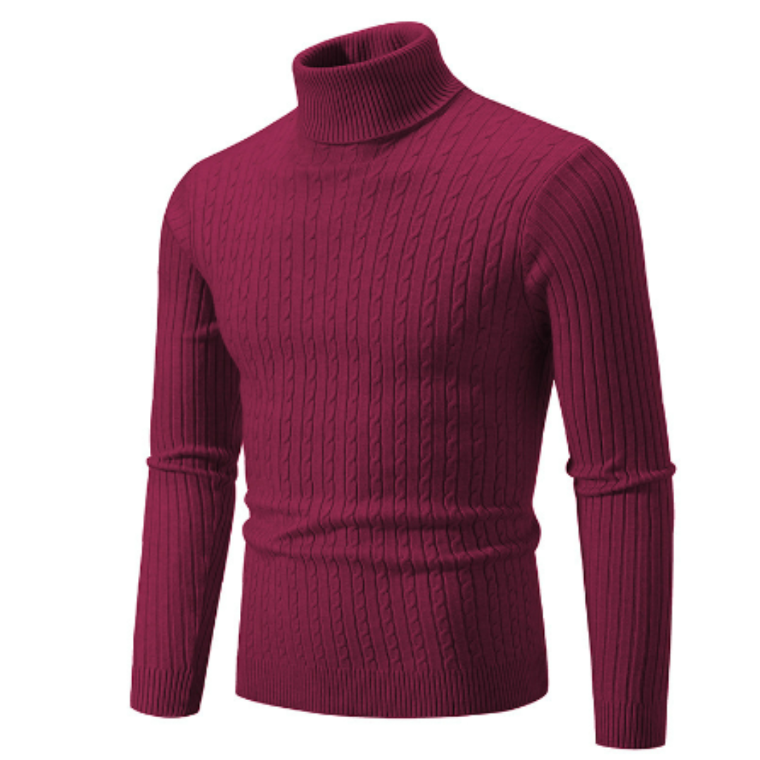 Men Sweater | Ribbed Knit Turtleneck with Long Sleeves