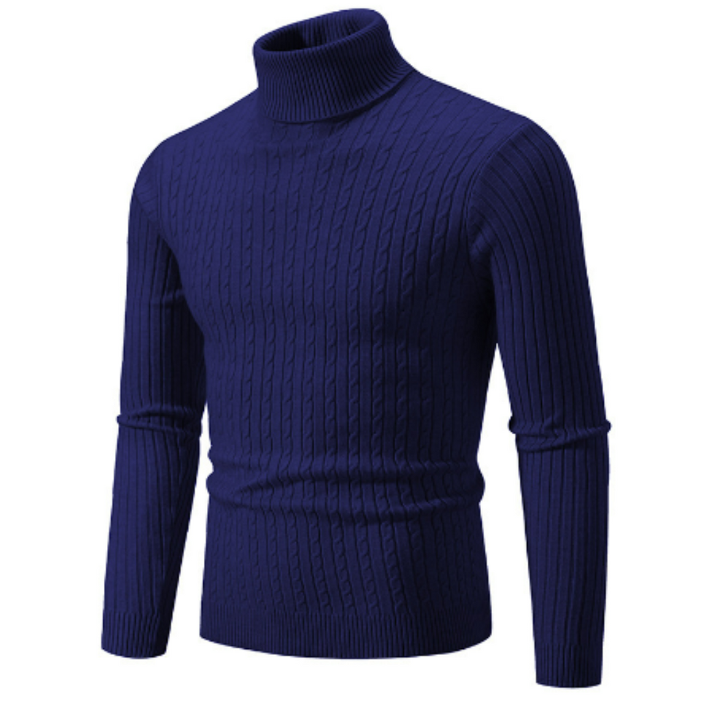 Men Sweater | Ribbed Knit Turtleneck with Long Sleeves