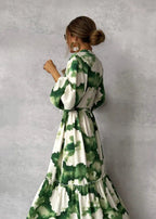 Women Dress | Maxi Length with V-Neckline and Long Sleeves