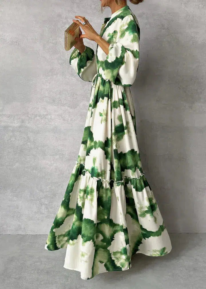 Women Dress | Maxi Length with V-Neckline and Long Sleeves