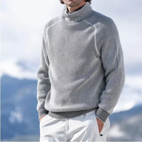 Men Sweater | Roll Neck Pullover with Long Sleeves Knit