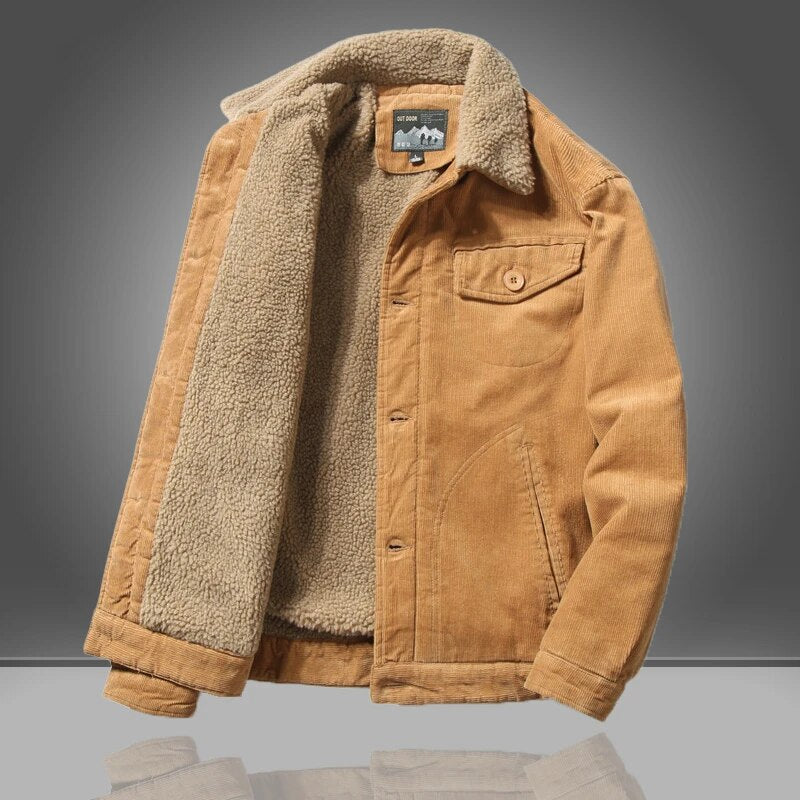 Men Jacket | Short Waist-Length Insulated Button Closure