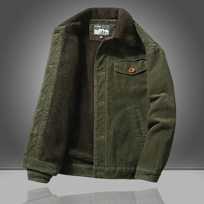 Men Jacket | Short Waist-Length Insulated Button Closure