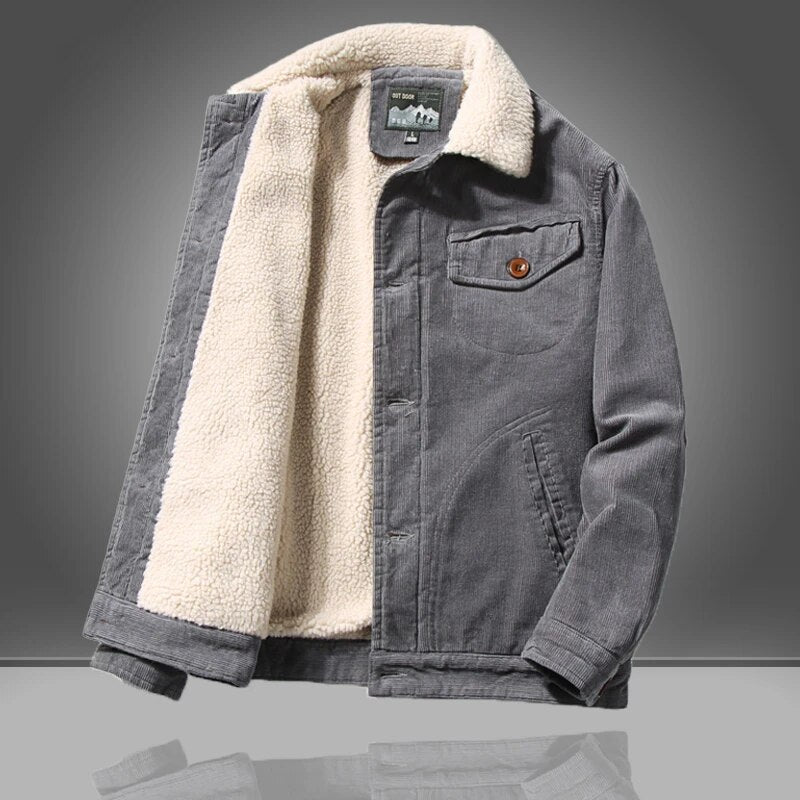 Men Jacket | Short Waist-Length Insulated Button Closure