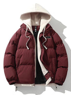 Men Jacket | Double Hood Front Zip Winter Insulated Fit