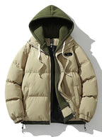 Men Jacket | Double Hood Front Zip Winter Insulated Fit